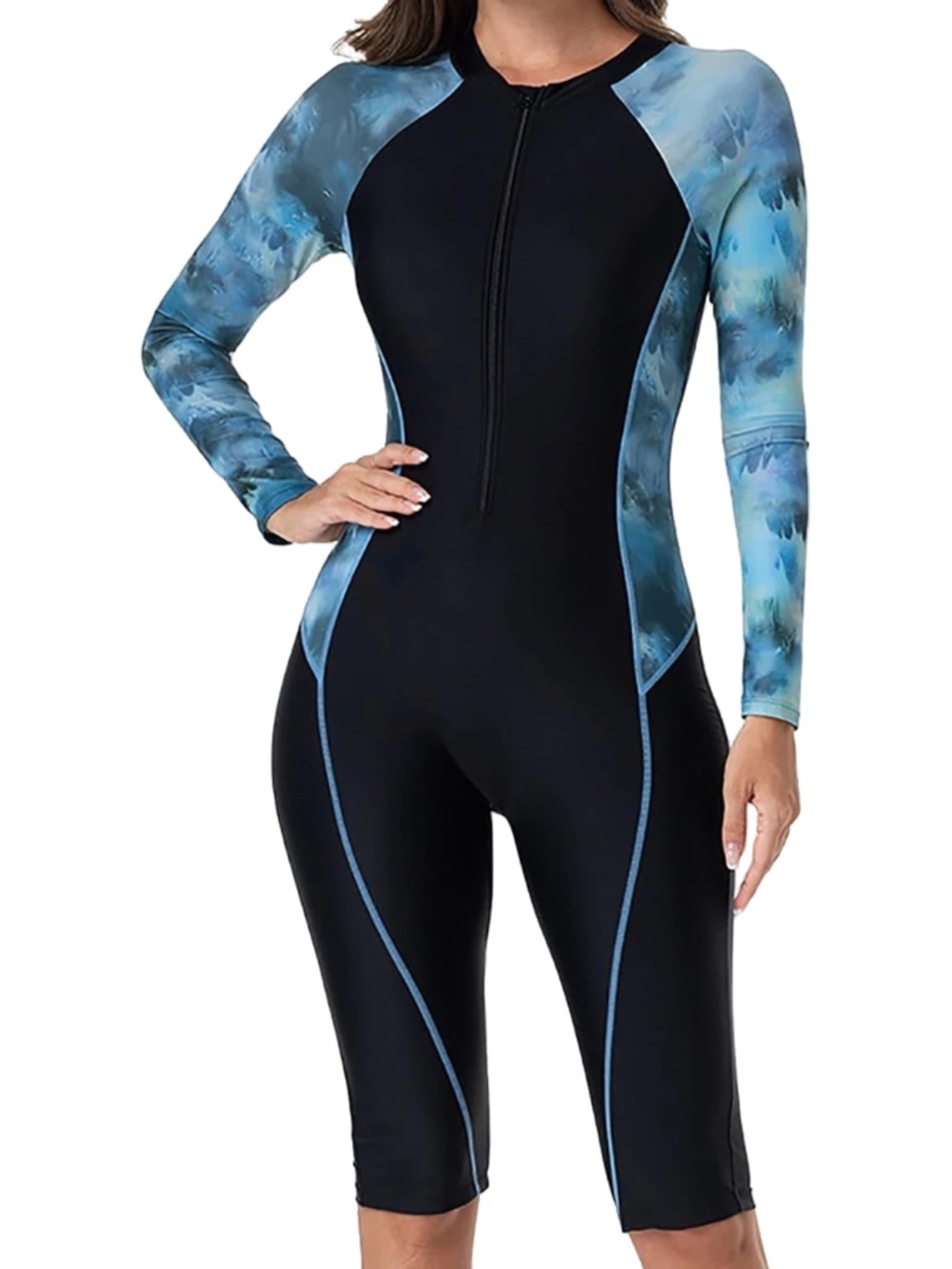 Women’s Long Sleeve One Piece Boyleg Rash Guard Bathing Suit Size Medium